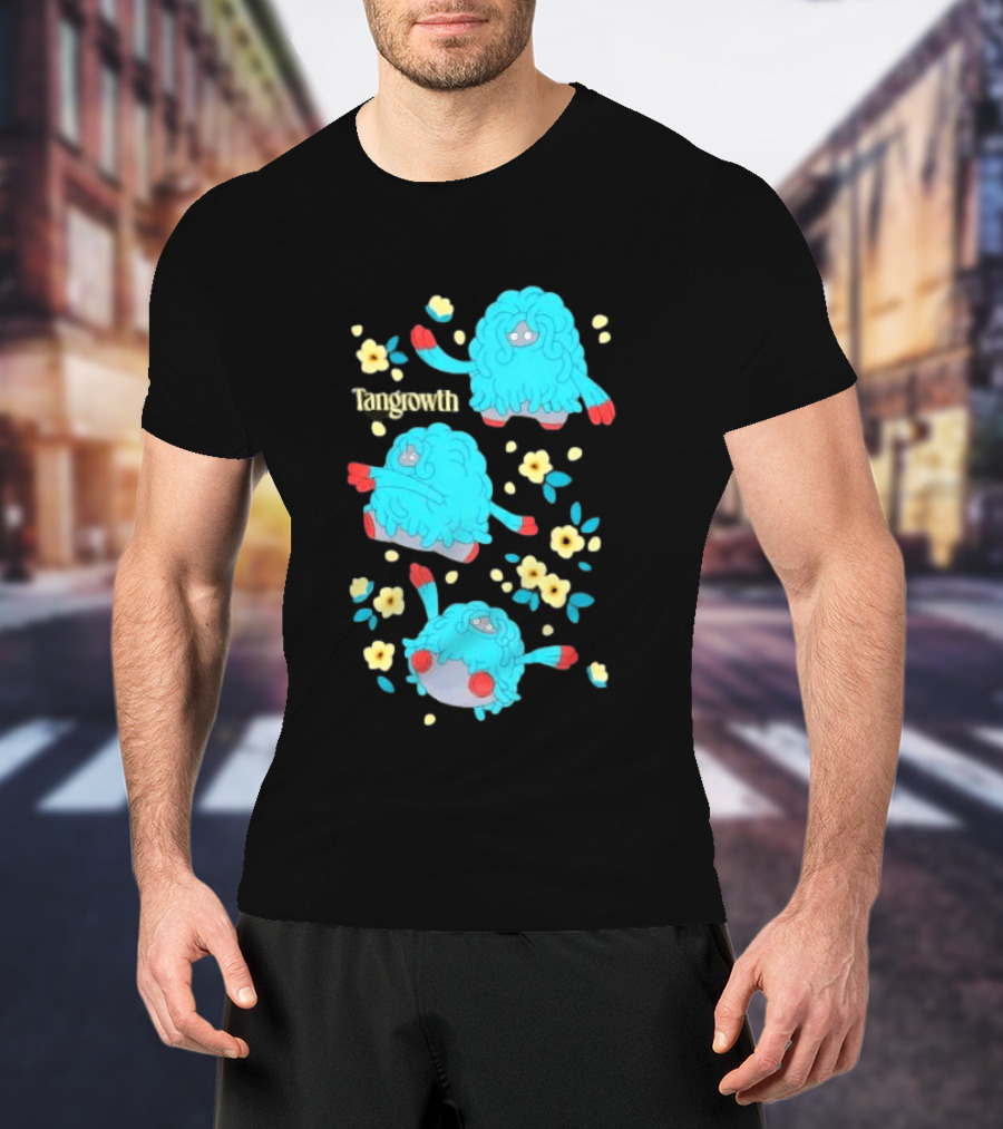 Tangrowth Pokémon Floral Grass Type Yellow Flowers And Blue Vines T-Shirt