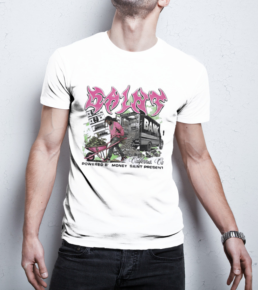 Saint Bank California Co Powered By Money Saint Present T-Shirt