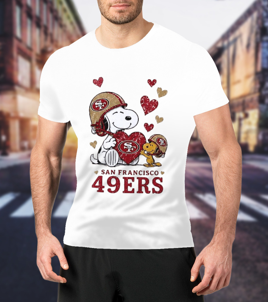 San Francisco 49ers Peanuts Snoopy Love Hearts T-Shirt