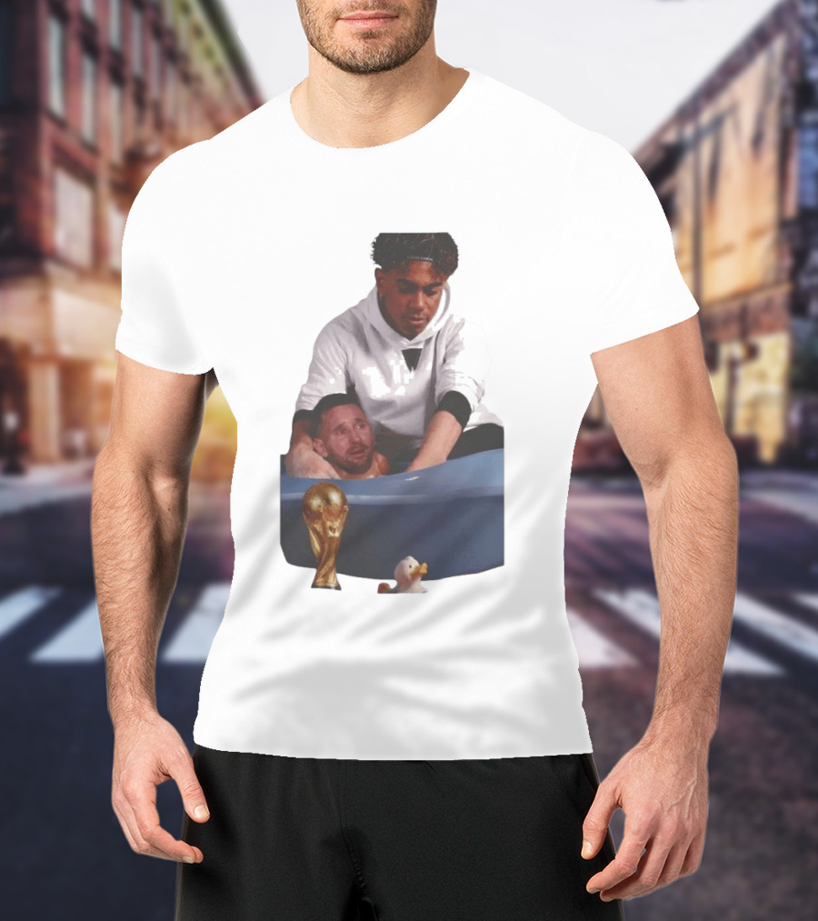 Messi Crying Bath Tub Trophy Football T-Shirt