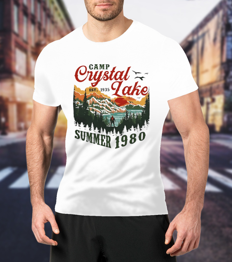 Camp Crystal Lake EST 1935 Summer 1980 Scenic Reflection T-Shirt