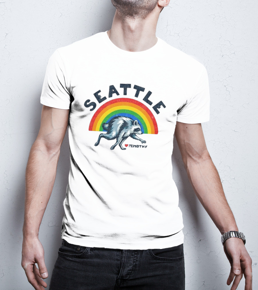 Seattle Jimothy Rainbow Pride 2026 Raccoon Heart T-Shirt