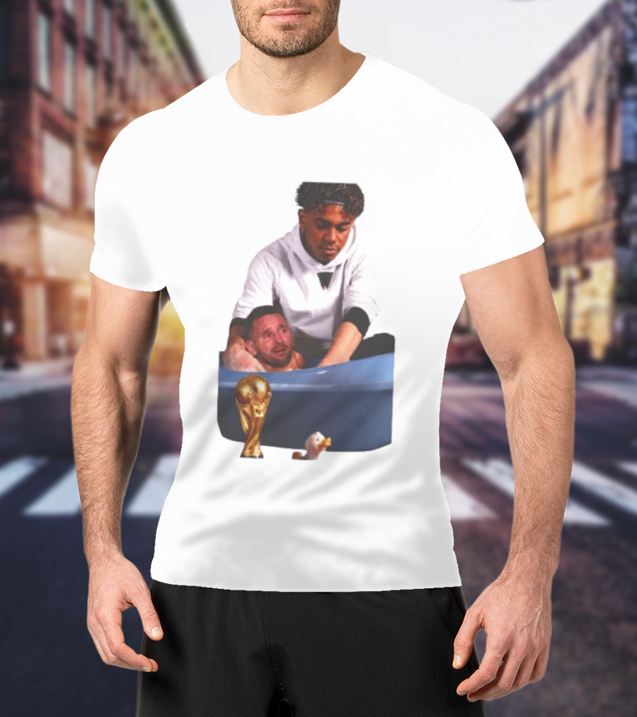 Lamine Yamal Lionel Messi Bathtub Meme World Cup Trophy T-Shirt