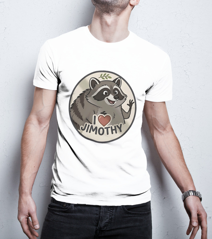 I Love Jimothy Adorable Cartoon Raccoon Enthusiast Favorite T-Shirt