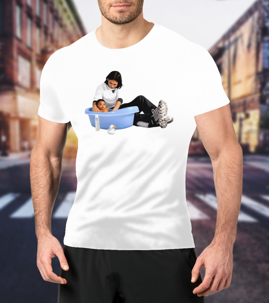 Messi Bathes Baby Lamine Yamal Soccer Icon Parenting Moment T-Shirt