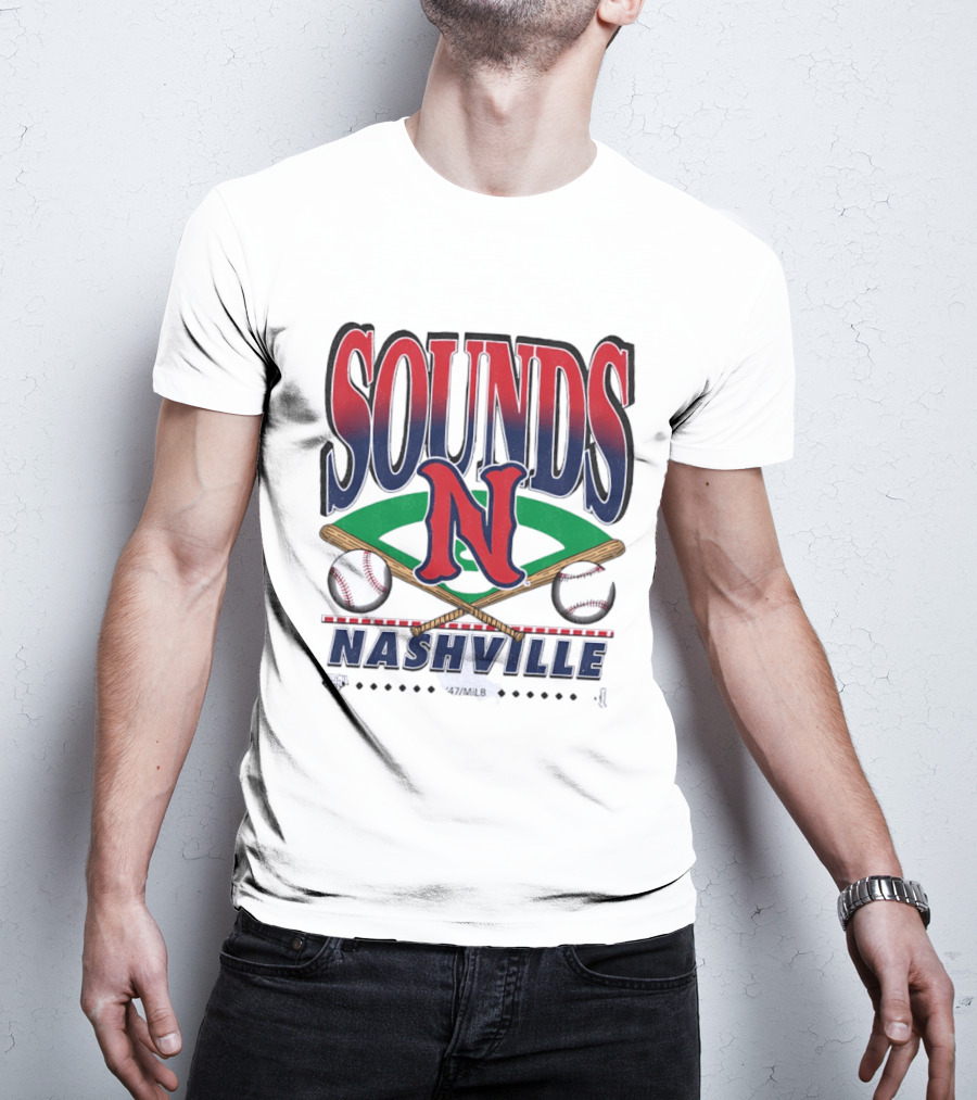 Nashville Sounds MiLB Baseball Team Logo With Bat And Ball T-Shirt