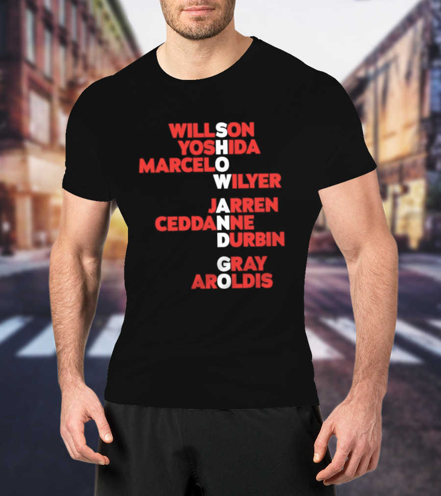 Boston Baseball Show And Go Willson Yoshida Marcel Wilyer Jarren Ceddanne Durgin Gray Aroldis 2026 Names Word Game T-Shirt