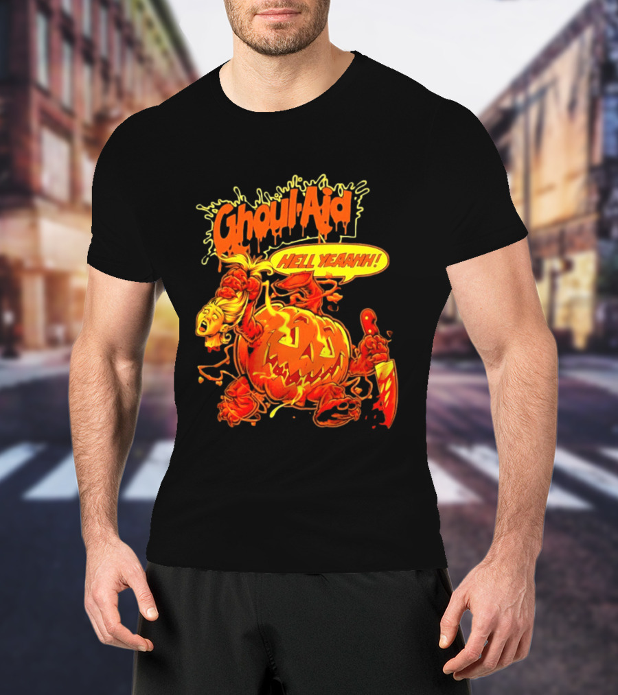 Ghoul Aid Hell Yeaahh Pumpkin Halloween Knife Monster T-Shirt