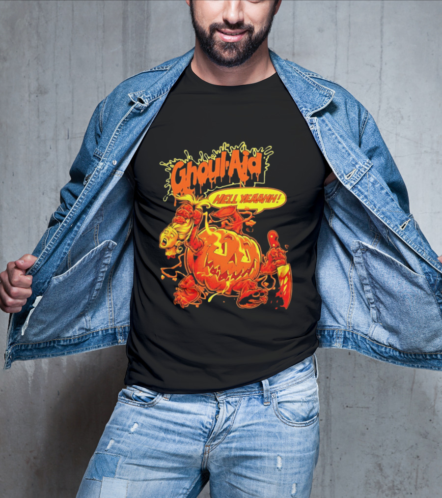 Ghoul Aid Hell Yeaahh Pumpkin Halloween Knife Monster T-Shirt