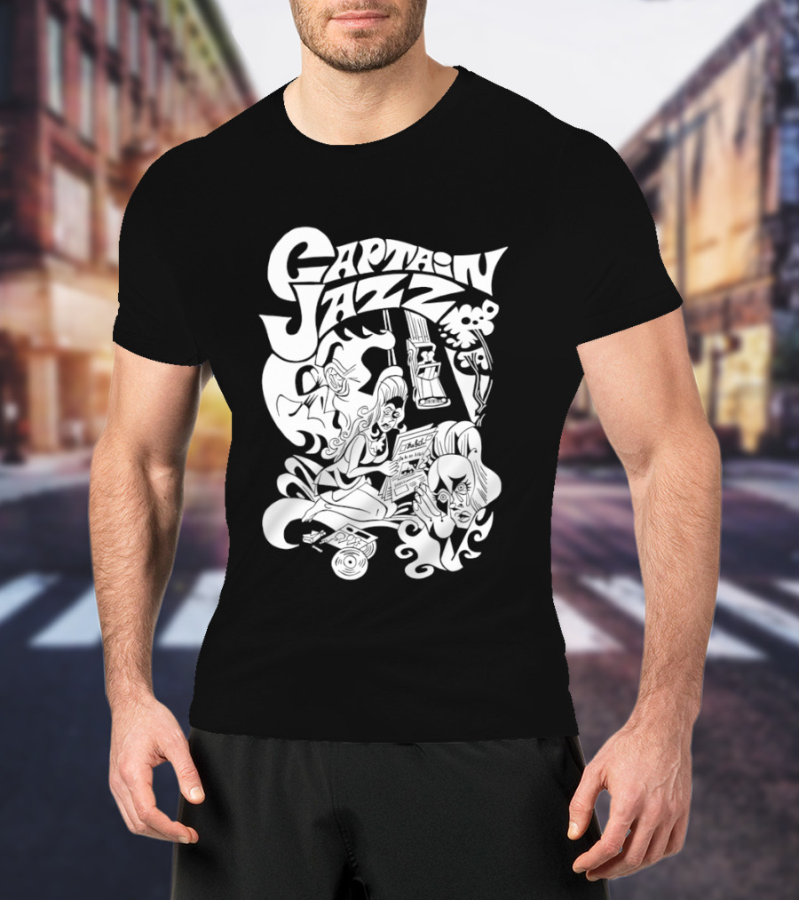 Captain Jazz Comic Retro Music Vibes T-Shirt
