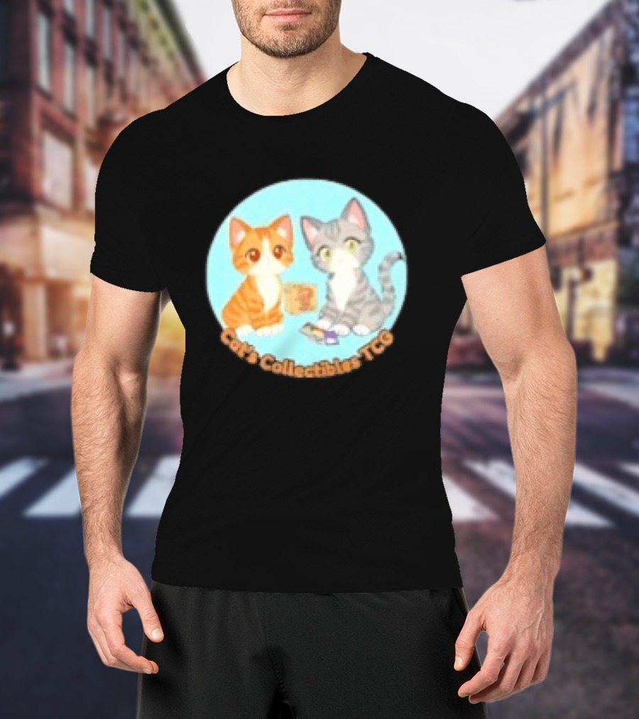 Cat's Collectibles TCG Cute Cartoon Cats Holding Trading Cards T-Shirt