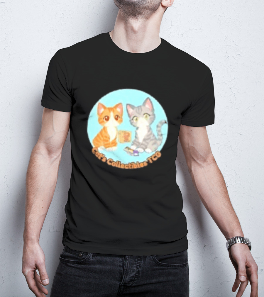 Cat's Collectibles TCG Cute Cartoon Cats Holding Trading Cards T-Shirt