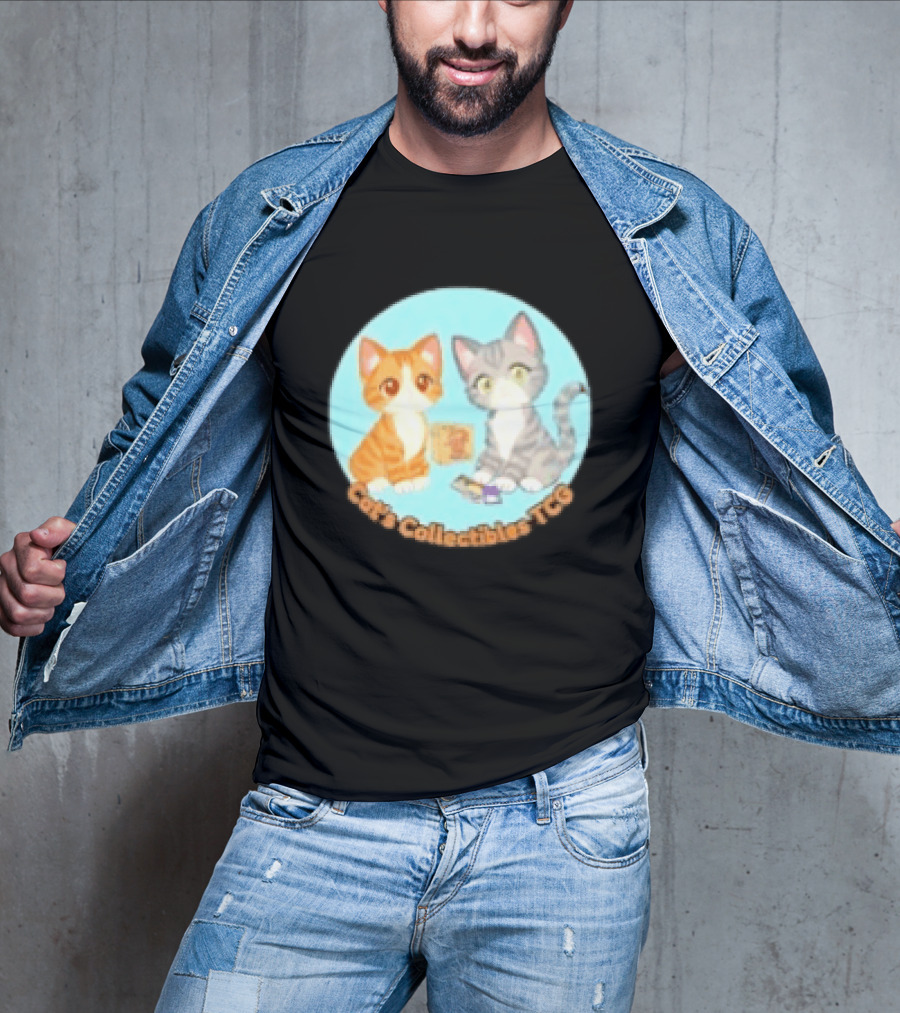 Cat's Collectibles TCG Cute Cartoon Cats Holding Trading Cards T-Shirt