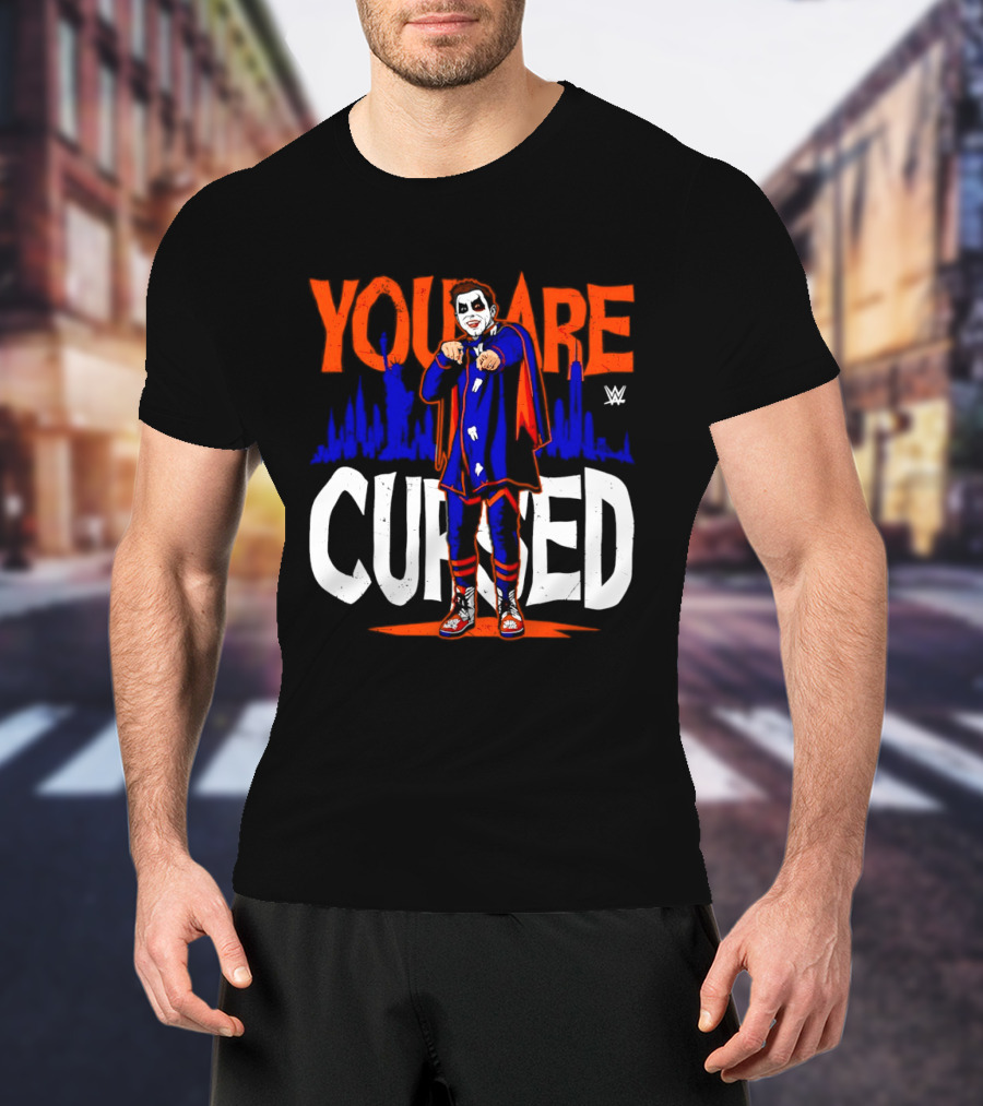 Danhausen You Are Cursed WWE Distressed Orange Blue Jokerface T-Shirt
