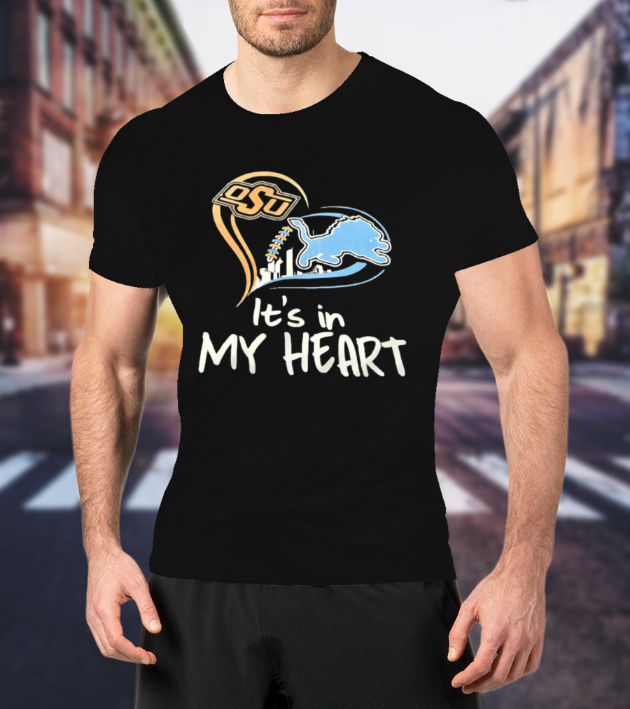 OSU And Detroit Lions Heart Graphic Connection T-Shirt