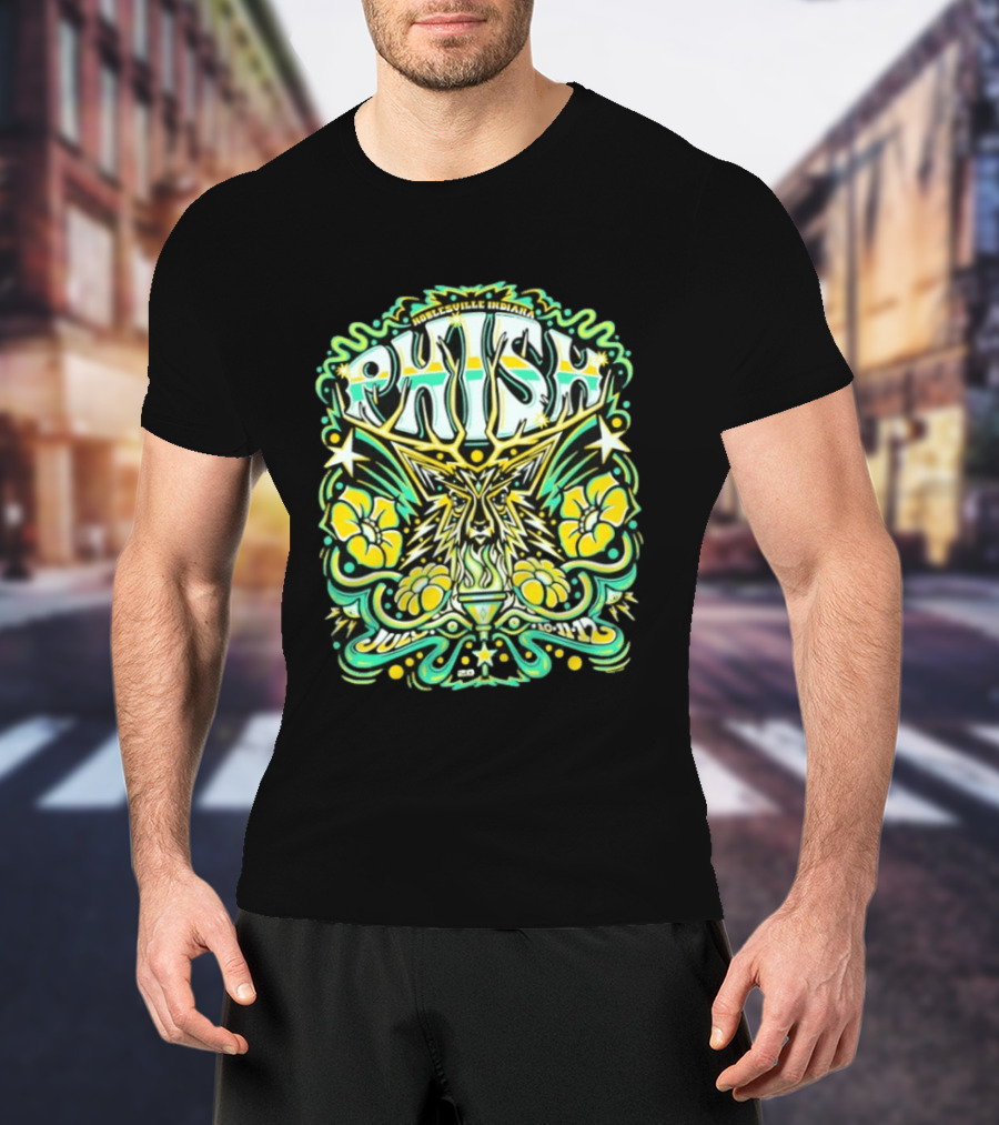 Phish Noblesville Indiana July 10 11 12 2026 Psychedelic Floral And Starburst T-Shirt