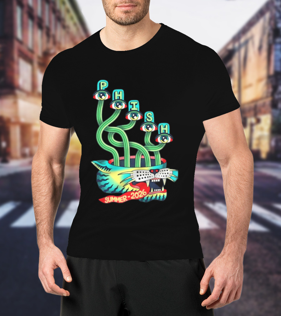 Phish Summer 2026 Jam Band Psychedelic Cat Eye Stalks T-Shirt