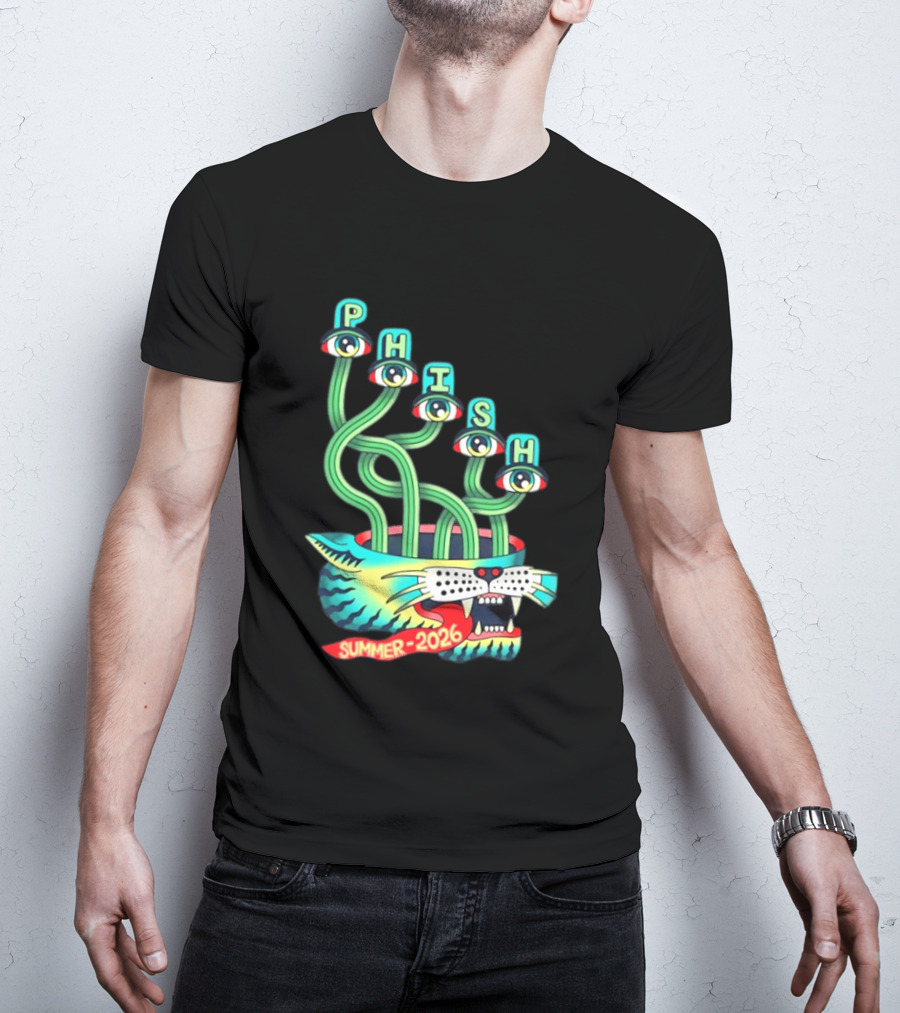 Phish Summer 2026 Jam Band Psychedelic Cat Eye Stalks T-Shirt