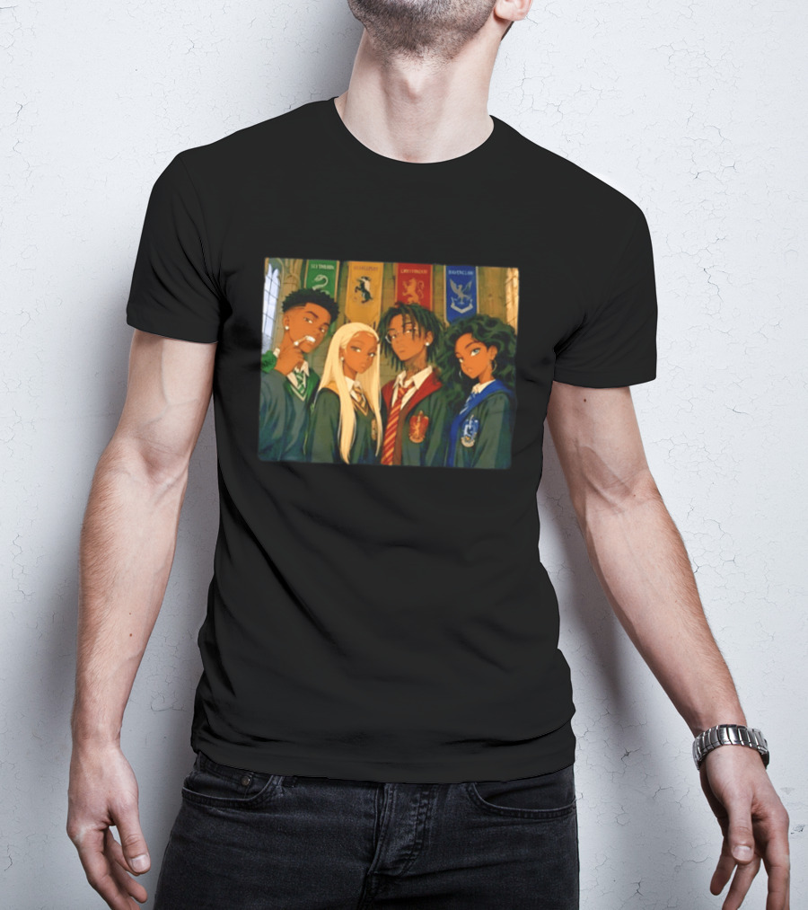 Slytherin Hufflepuff Gryffindor Ravenclaw Hogwarts Students Anime Characters T-Shirt