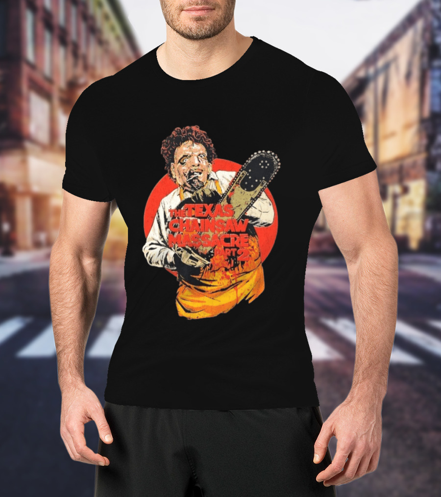 Texas Chainsaw Massacre Part 2 Bubba Chainsaw Graphic Burst T-Shirt