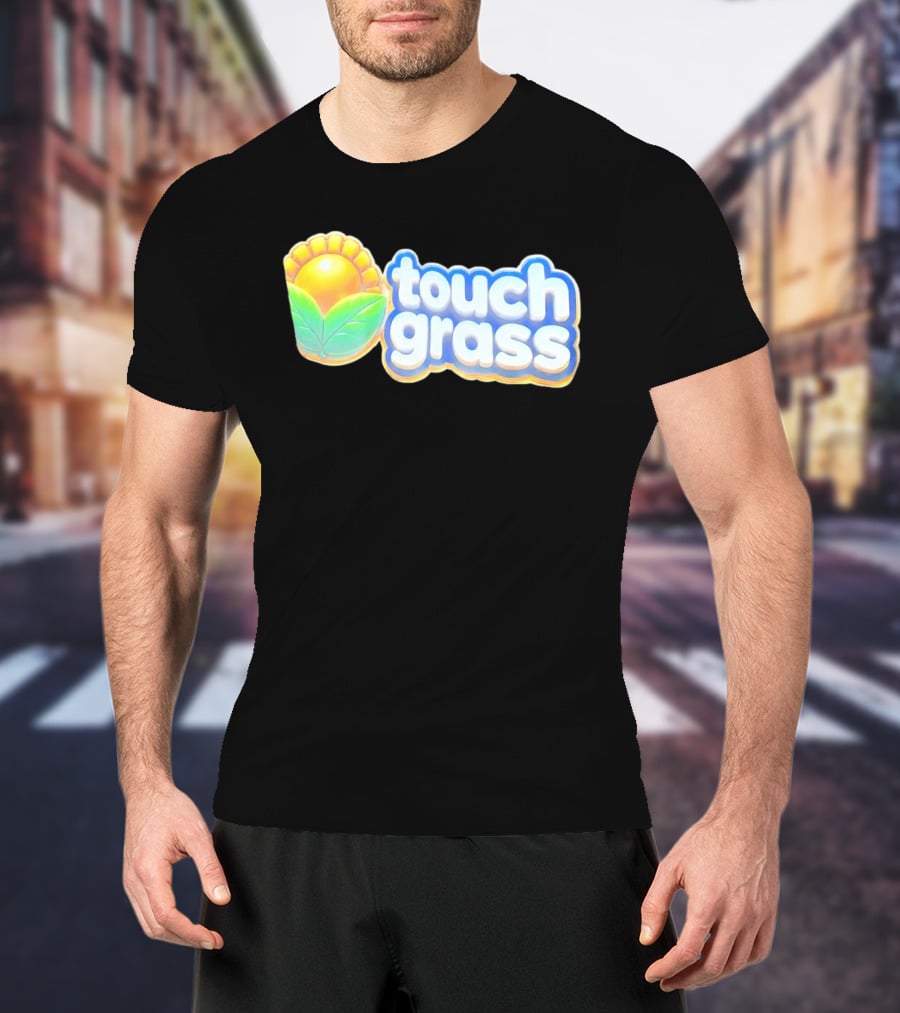 Touch Grass Plants Vs Zombies Sunflower Gaming Meme T-Shirt