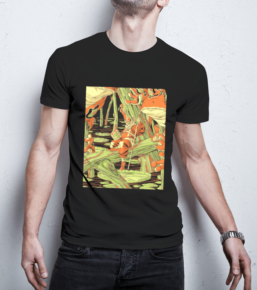 Swamp Explorer With Giant Frogs Wilderness Adventure T-Shirt