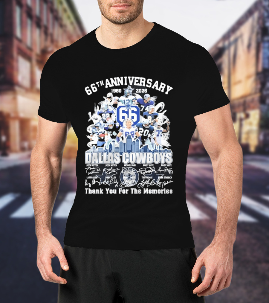Dallas Cowboys 66th Anniversary 1960 2026 Thank You For The Memories Signatures T-Shirt