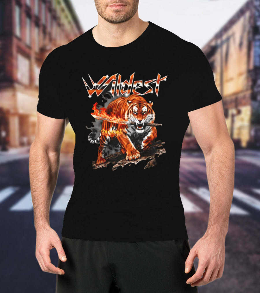 Wildest Tiger With Flaming Katana T-Shirt