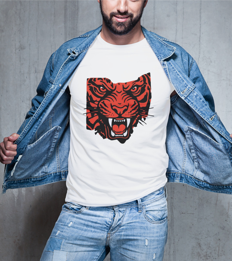 Aggressive Tiger Face Big Cat Animal Fierce Red And Black Tiger Head T-Shirt