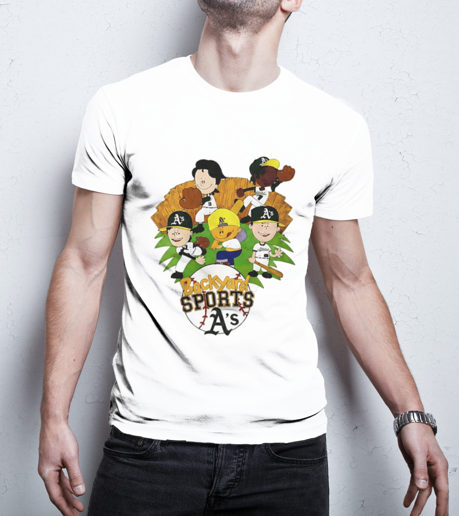 Backyard Sports A's Oakland Athletics MLB Characters Playing Baseball T-Shirt