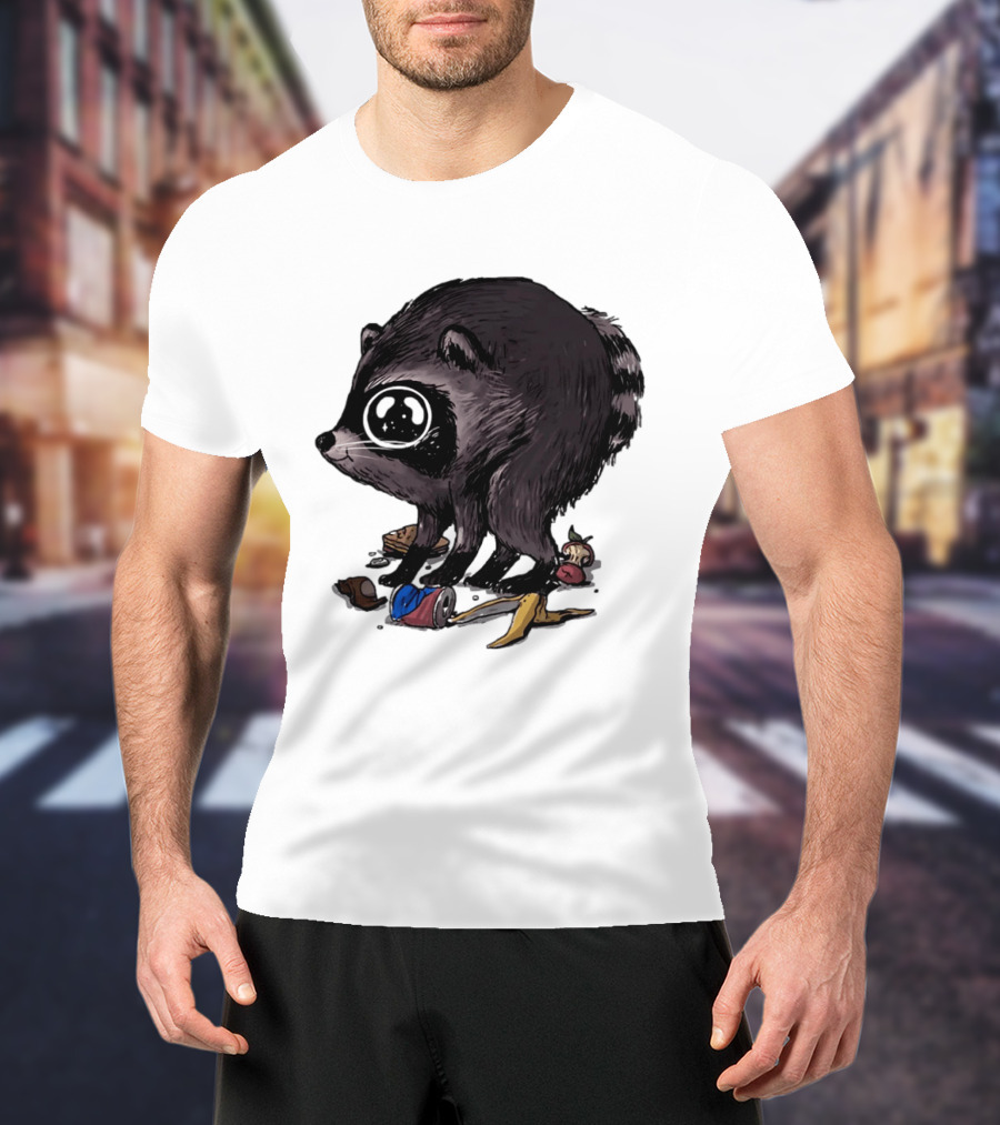 Jimothy Raccoon With Trash And Banana Peel T-Shirt