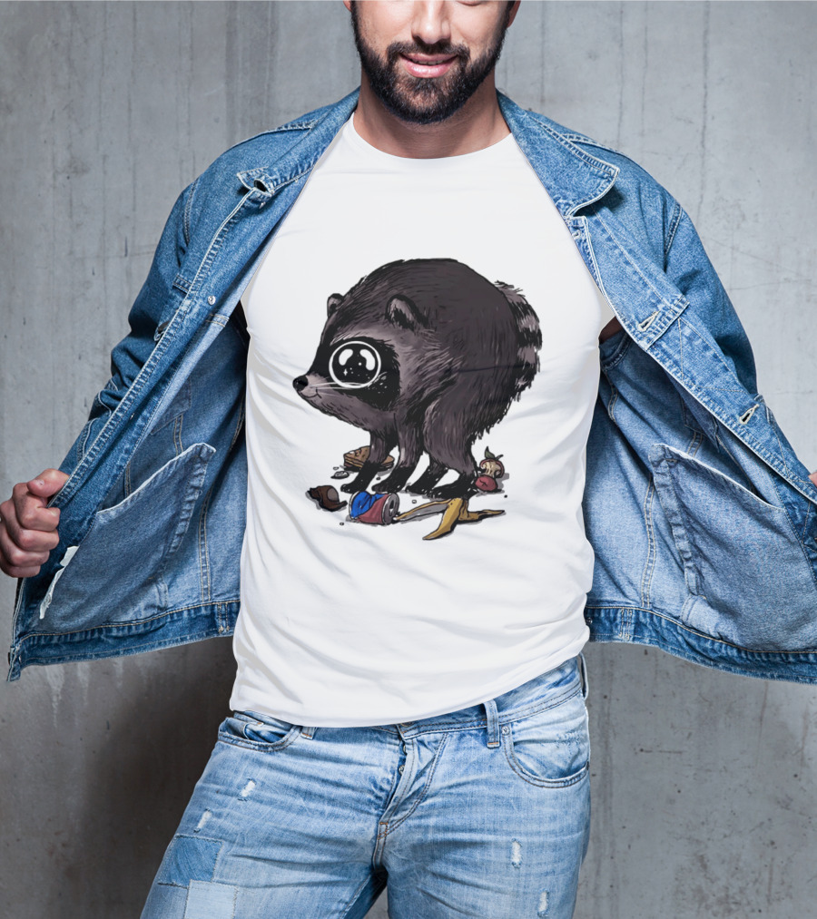 Jimothy Raccoon With Trash And Banana Peel T-Shirt