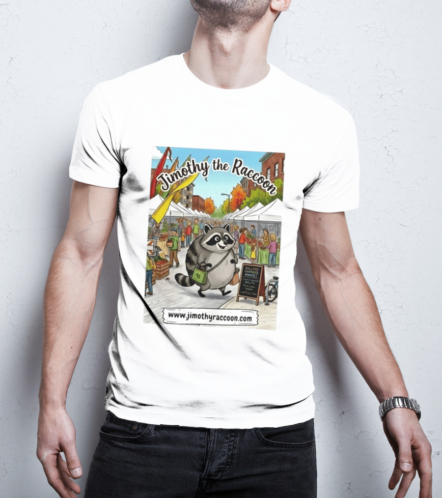 Jimothy The Raccoon Ballard Farmers Market Seattle Www.jimothyraccoon.com T-Shirt