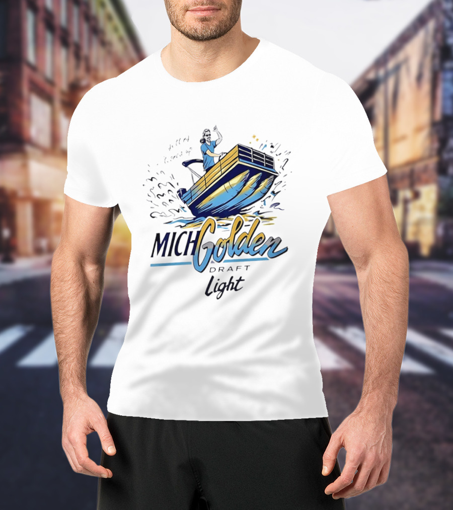 Michelob Golden Draft Light Getting Tooned Up Boat Adventure T-Shirt