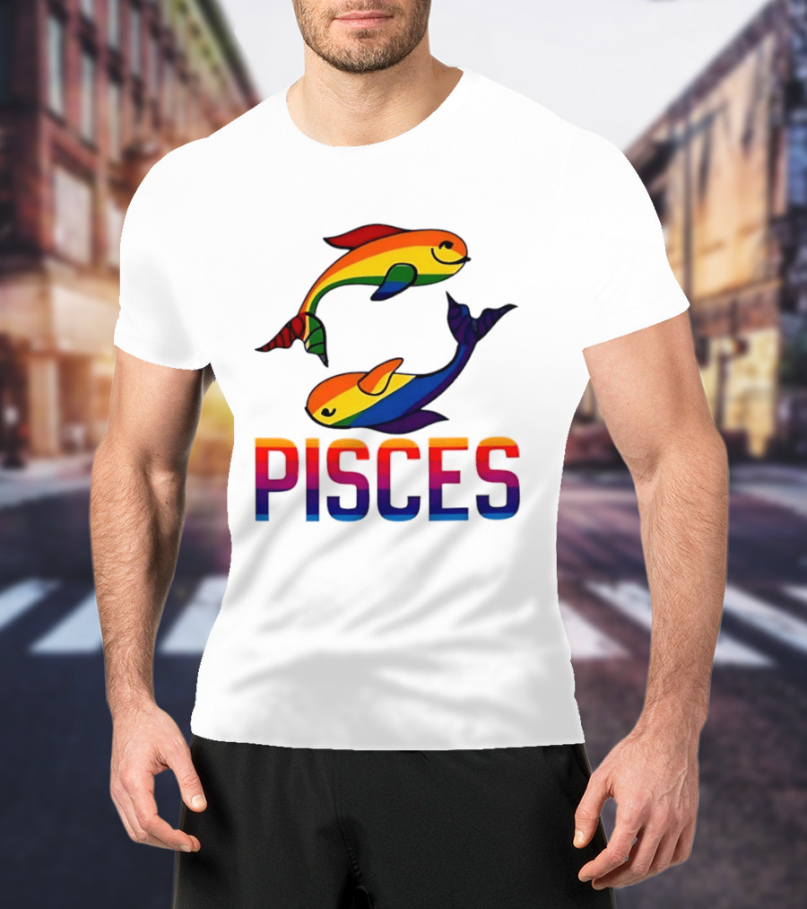 Pisces Fish Rainbow LGBT Pride T-Shirt