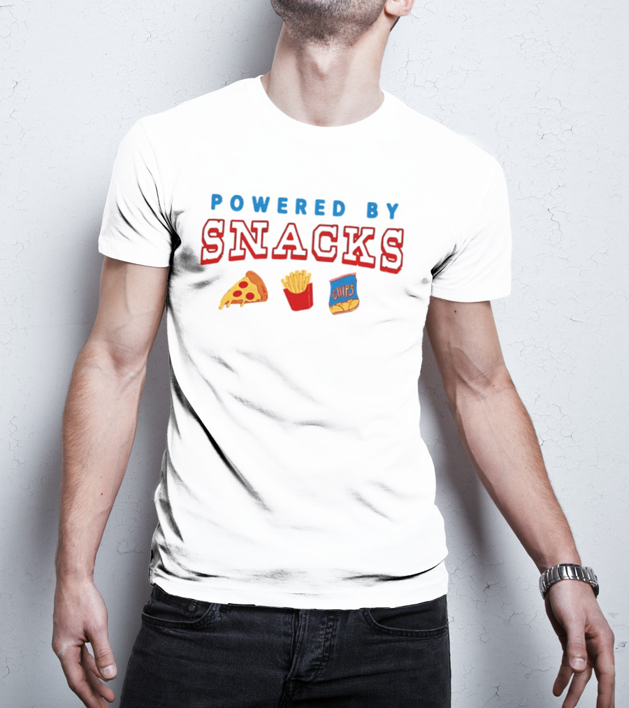 Powered By Snacks Pizza Fries Chips T-Shirt