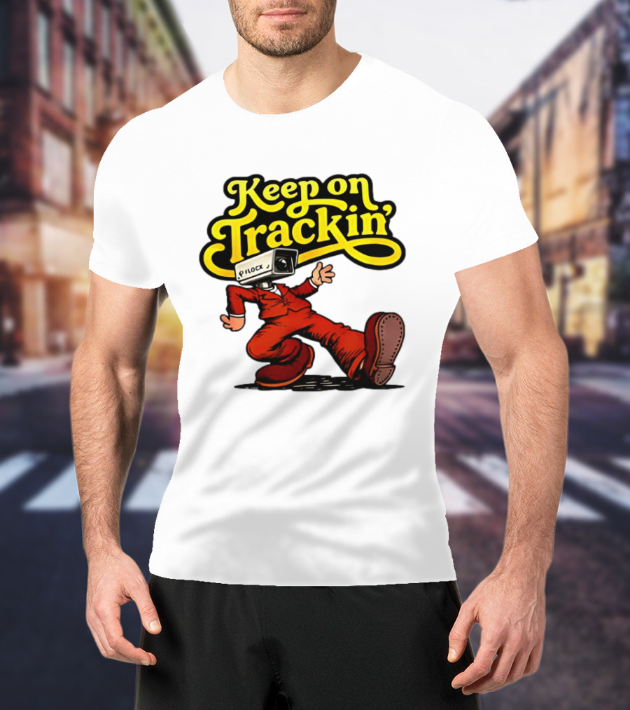 Keep On Trackin' Security Camera Head Person Walking T-Shirt