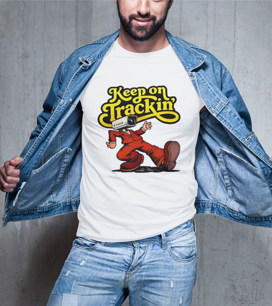 Keep On Trackin' Security Camera Head Person Walking T-Shirt