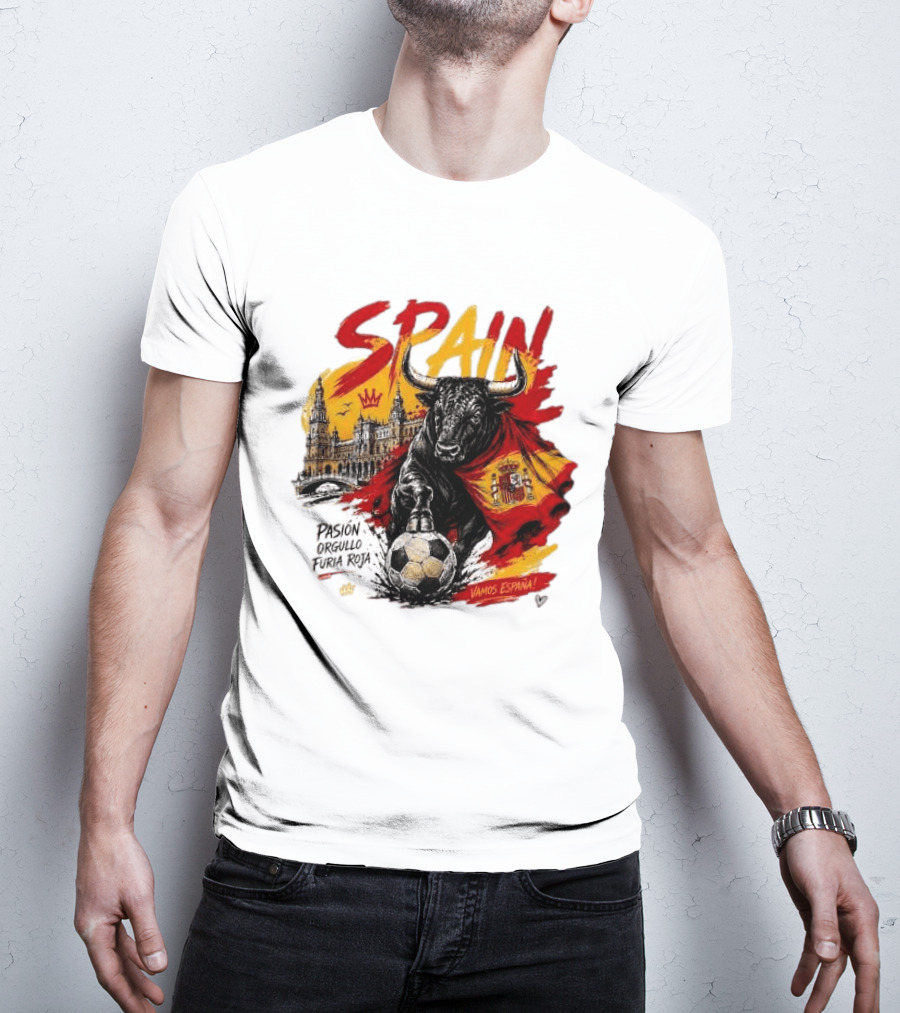 Spain Pasión Orgullo Furia Roja Vamos España Bull Flag 2026 T-Shirt