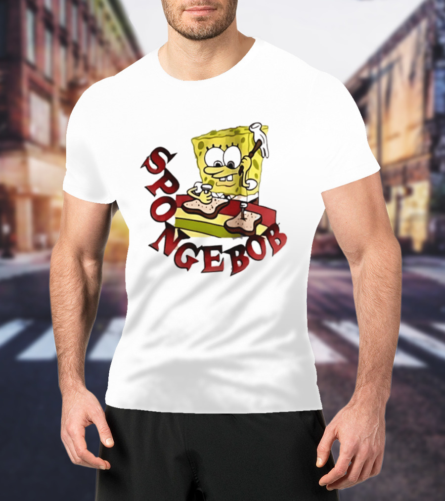SpongeBob Assembling Sandwich With Hammer T-Shirt
