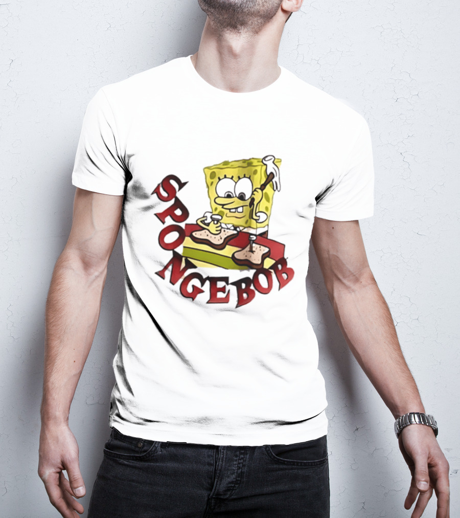 SpongeBob Assembling Sandwich With Hammer T-Shirt