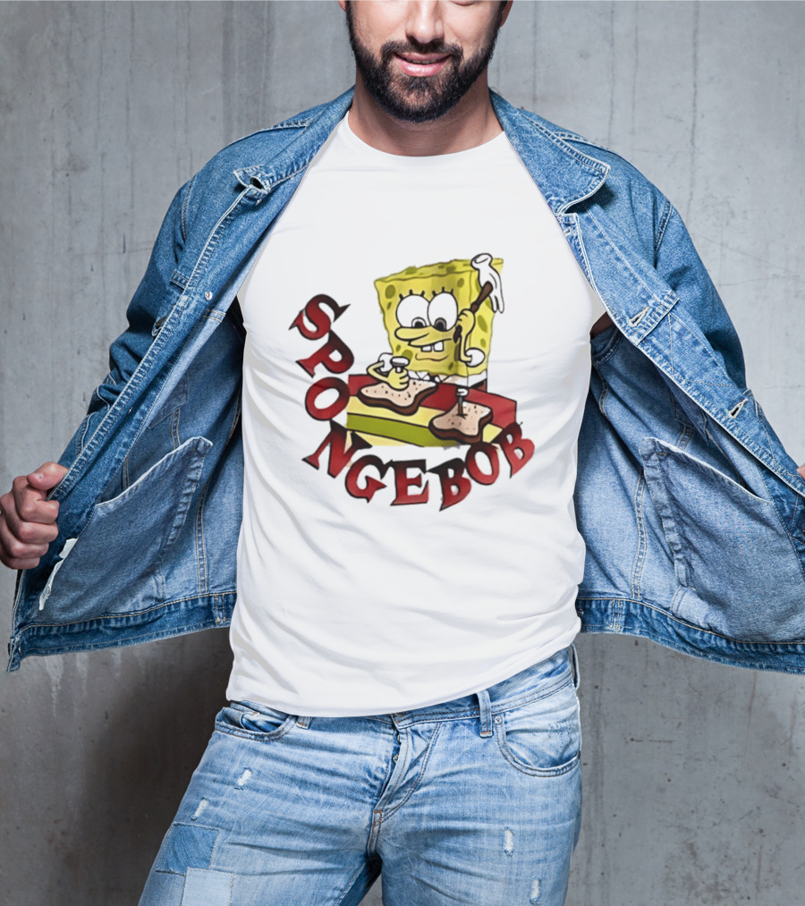 SpongeBob Assembling Sandwich With Hammer T-Shirt
