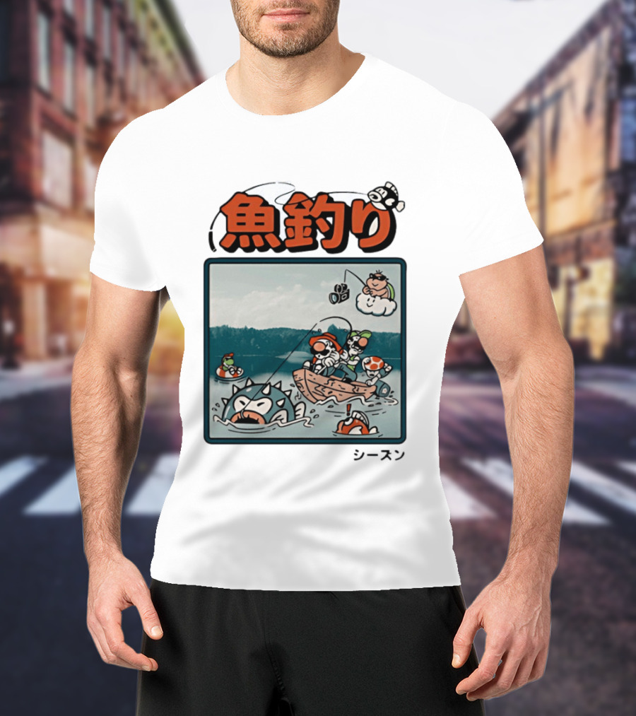 Super Mario Fishing Season Luigi Yoshi Toad Bowser Japan T-Shirt