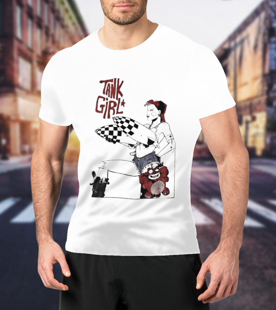 Tank Girl Checkered Missiles Red Text With Plush Toy T-Shirt