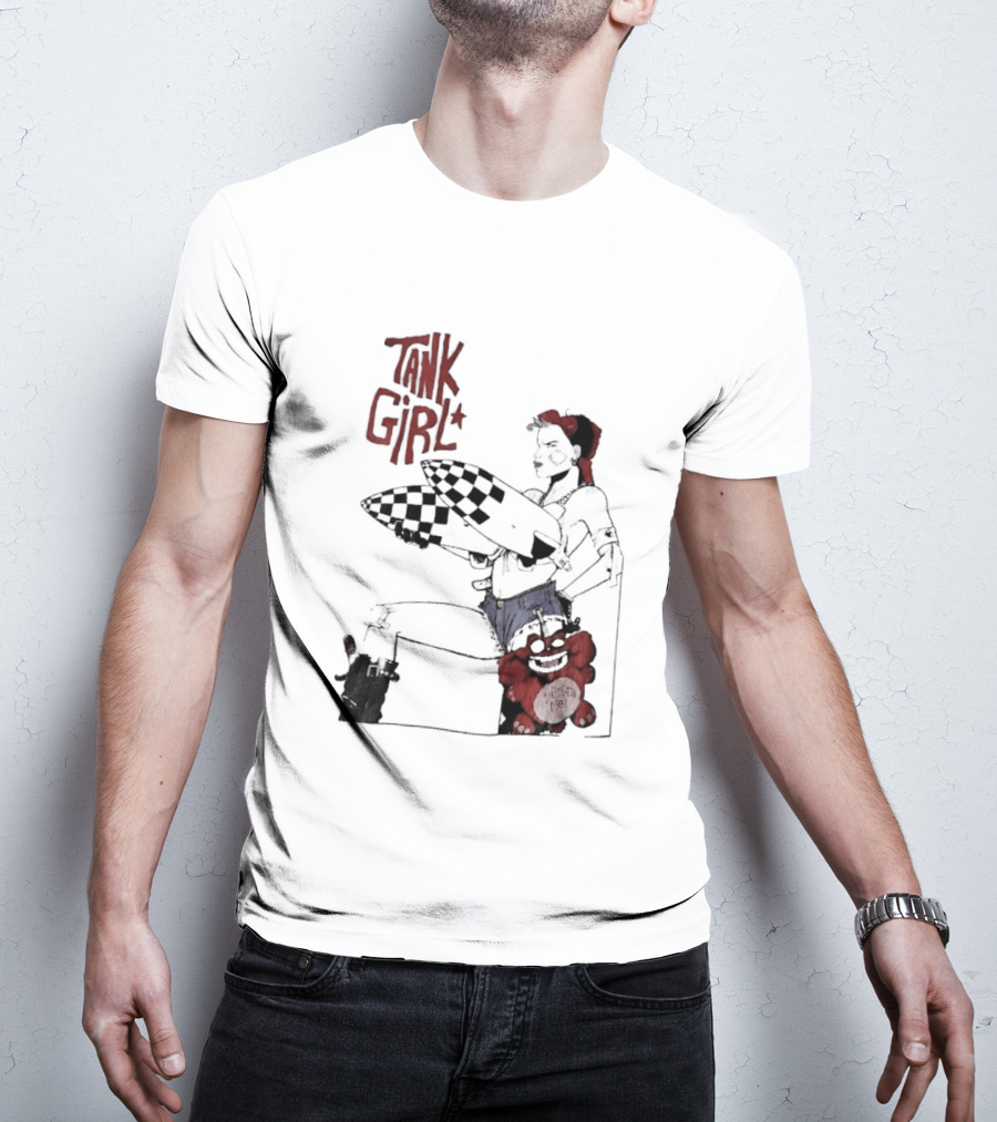 Tank Girl Checkered Missiles Red Text With Plush Toy T-Shirt