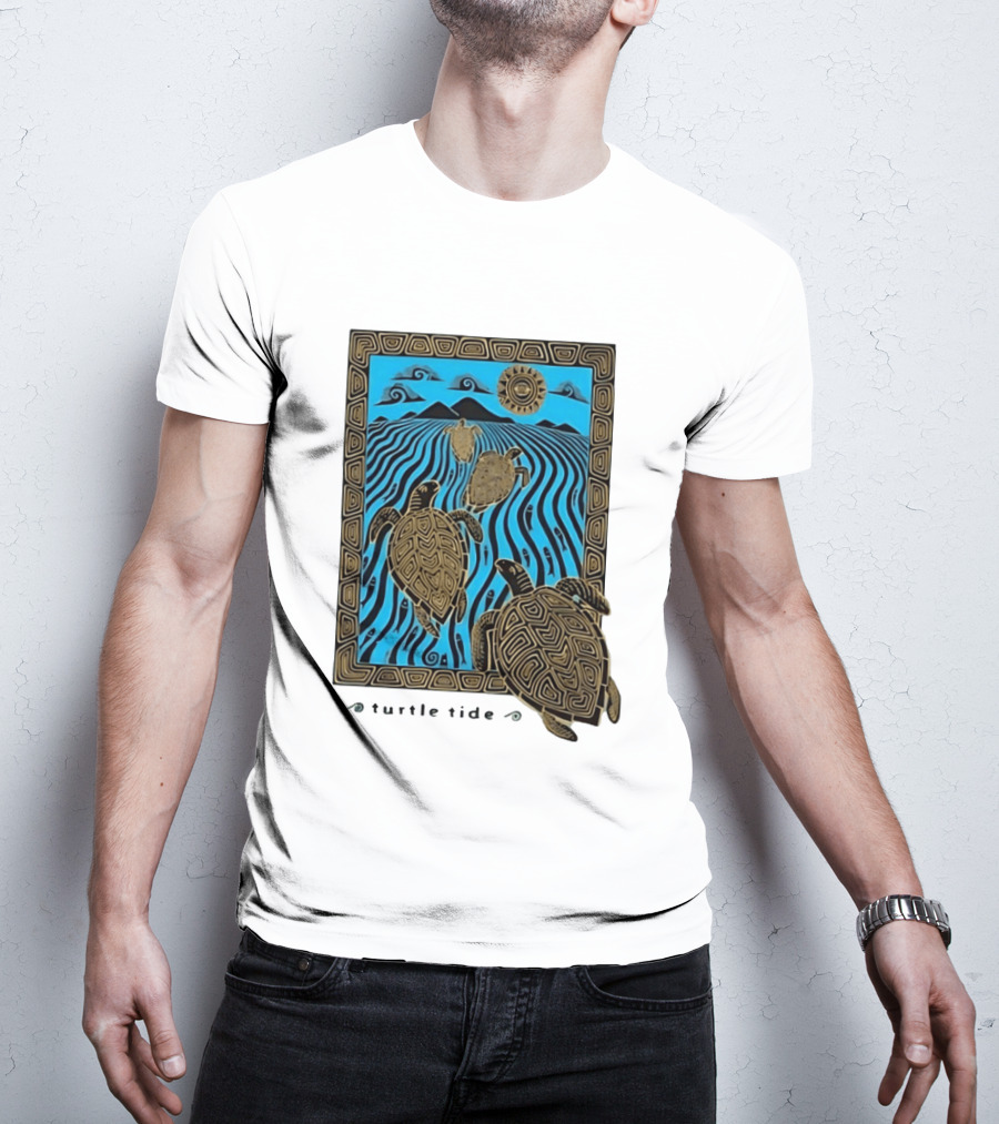 Turtle Tide Ocean Sea Life Coastal Nautical Waves And Sun T-Shirt