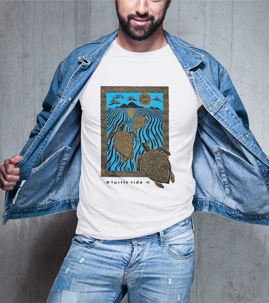 Turtle Tide Ocean Sea Life Coastal Nautical Waves And Sun T-Shirt
