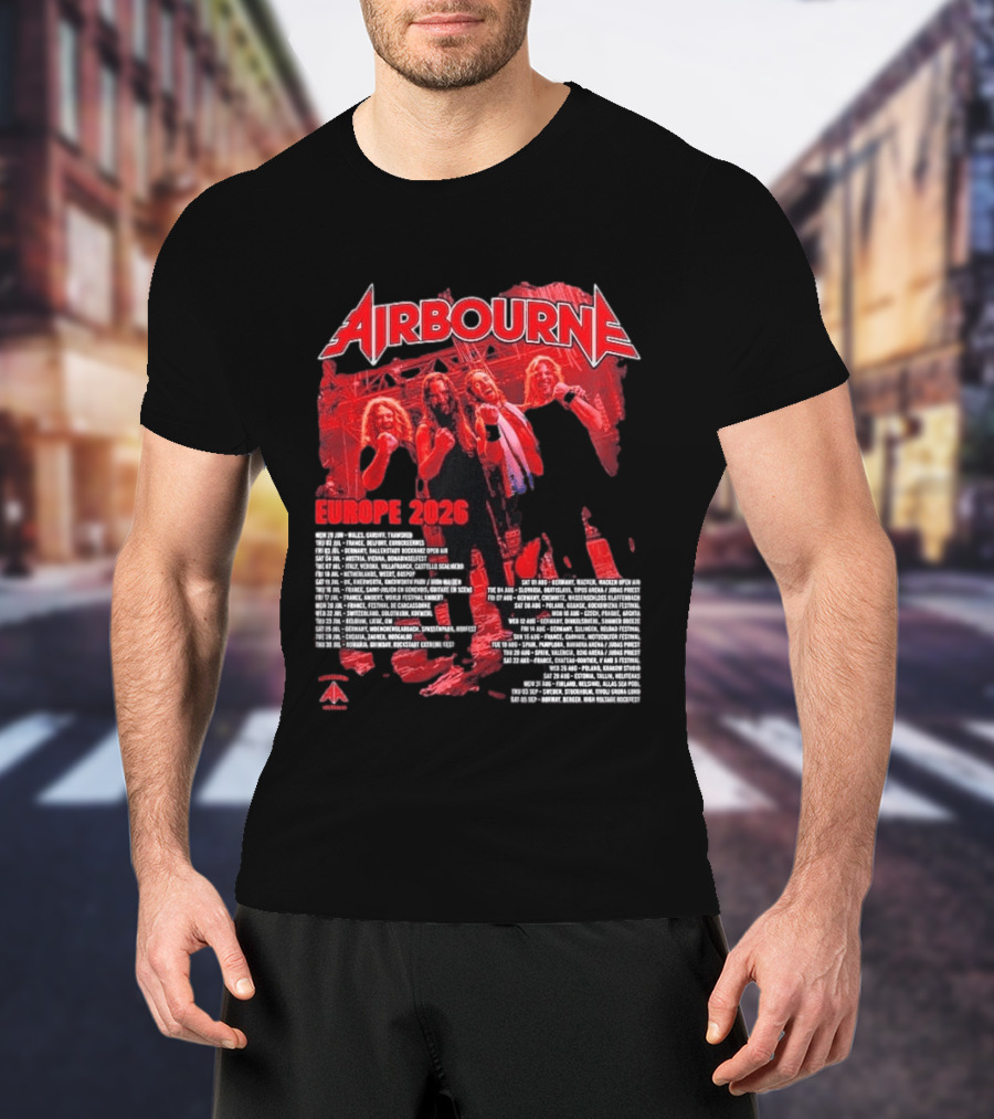 Airbourne Get Gutsy Europe 2026 Tour Dates And Cities T-Shirt