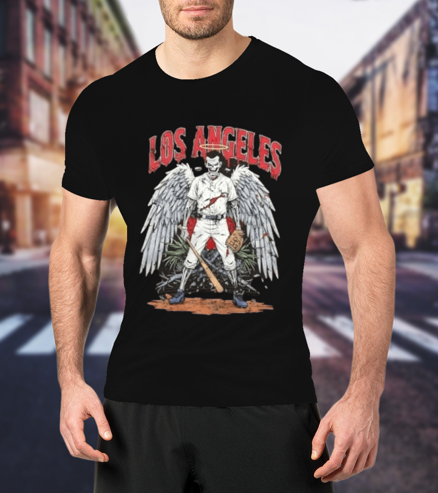 LOS ANGELES Angelic Baseball Player With Wings And Halo T-Shirt