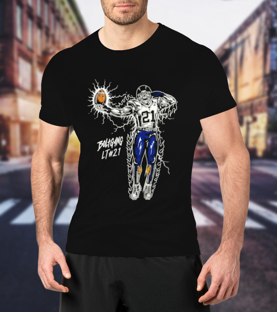Boltgang LT 21 Skeleton Football Player Lightning Charge T-Shirt